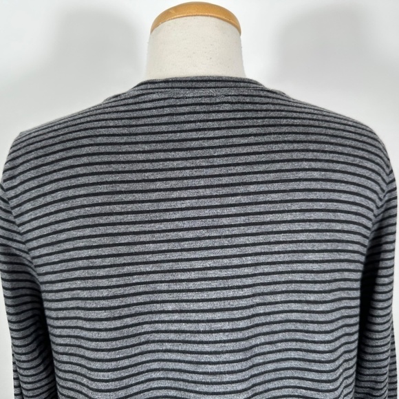 Eileen Fisher Gray Black Striped Long Sleeve Top Mini Dress Tencel Crew Neck M - Picture 5 of 8